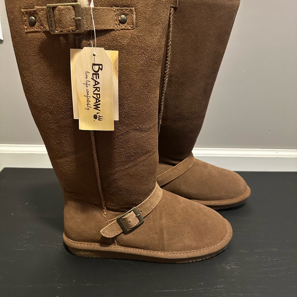 BearPaw Tan Suede Tall Boots